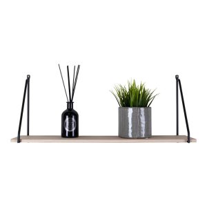 QUVIO Wandplank Parijs – Houten Wandplank – Zwart stalen frame – 65×17 cm