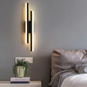 Moderne dimbare LED-wandlamp lijnvorm wandlamp 3000K/4000K/6000K voor slaapkamer, woonkamer, hal, entree zwart
