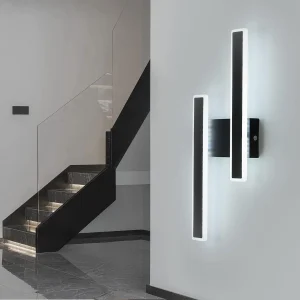 LED-wandlampen voor binnen, 32 W, moderne wandlamp, warm/natuurlijk/wit licht, 3 helderheidsniveaus, zwart licht, wandlamp voor slaapkamer, woonkamer, hal, trap