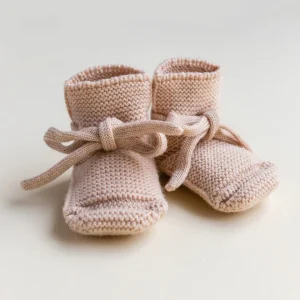 Hvid booties merinowol 0-9m apricot