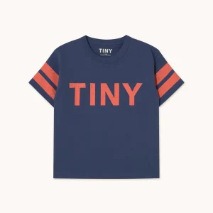 Tinycottons stripes logo tee light navy