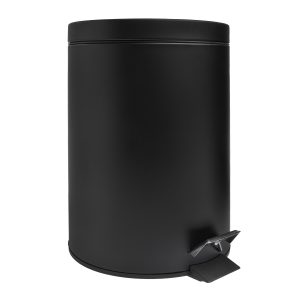 QUVIO Prullenbak 5 L – Rond – Metaal – Zwart